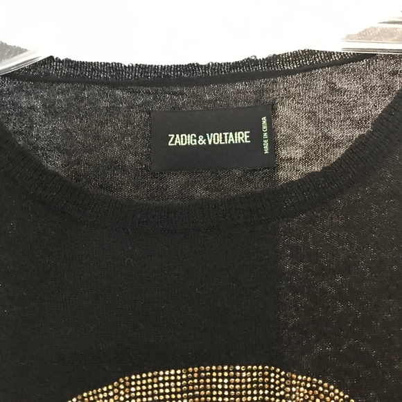 Zadig & Voltaire Skull Embellished Cashmere Sweate - Picture 2 of 3